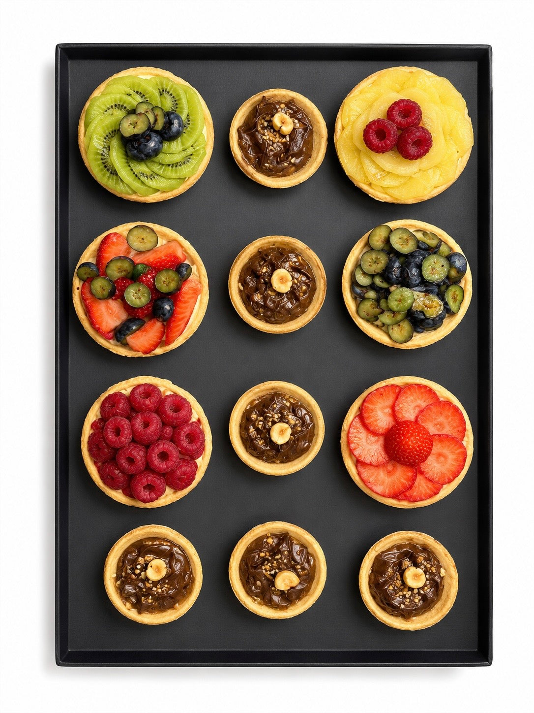 Plateau assorti de mini tartelettes : fruits de saison & chocolat noisette
