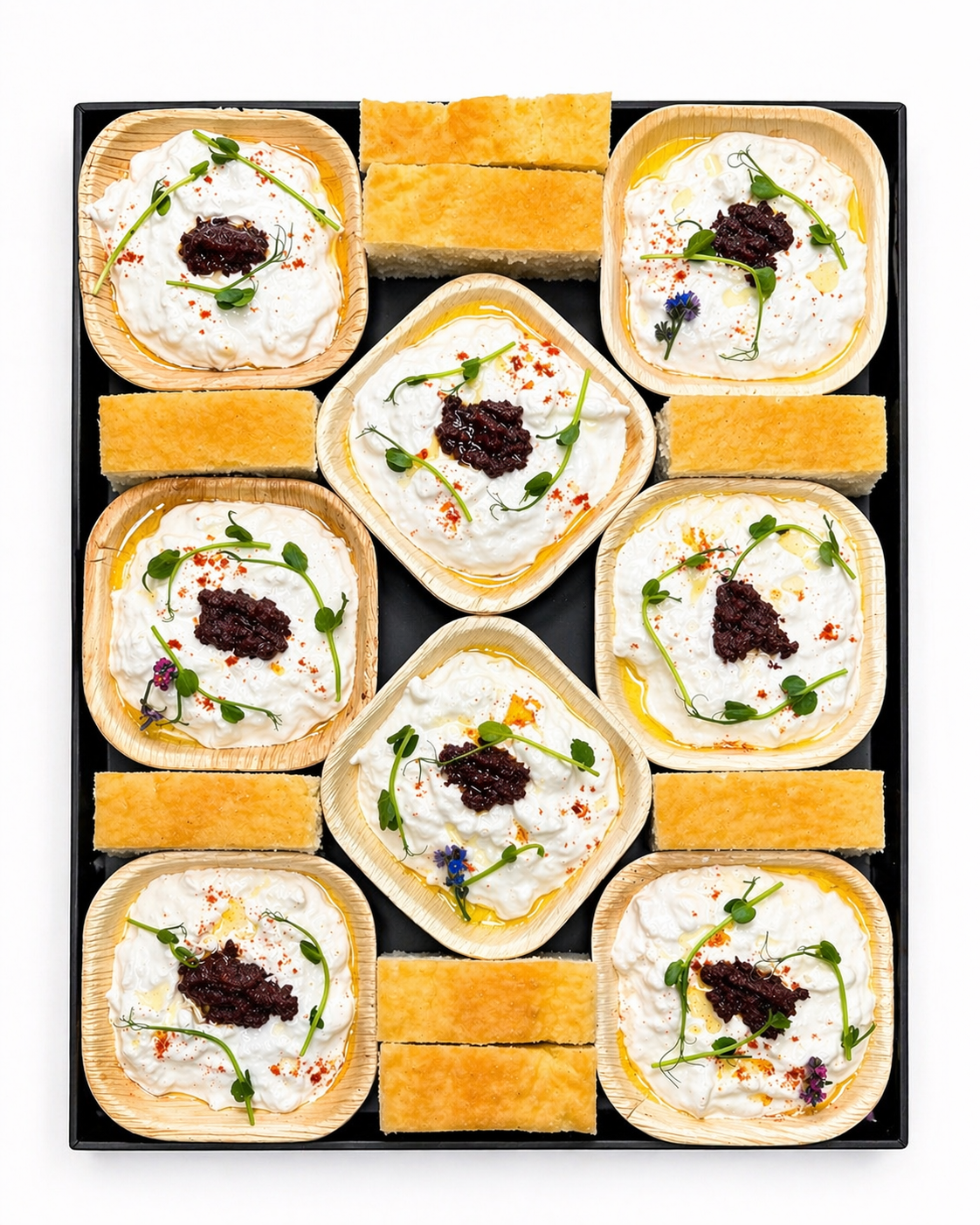 Plateau de burrata crémeuse, à l’huile de truffe et brisures de truffe